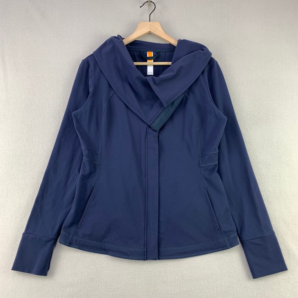 Lucy Yoga‎ Full Zip Jacket Women L Navy Blue Mock Neck Supplex Athleisure Gym